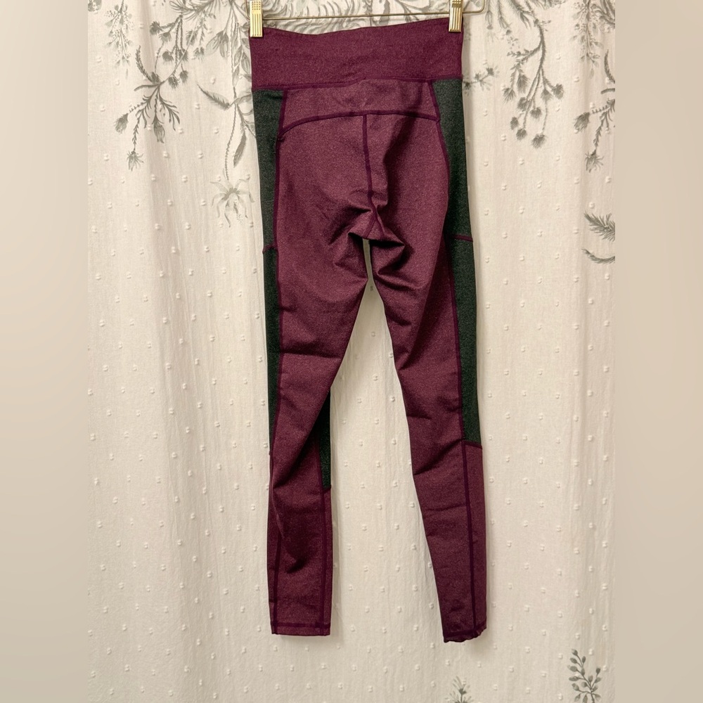 adidas Women's Burgundy and Charcoal Leggings - Picture 5 of 5